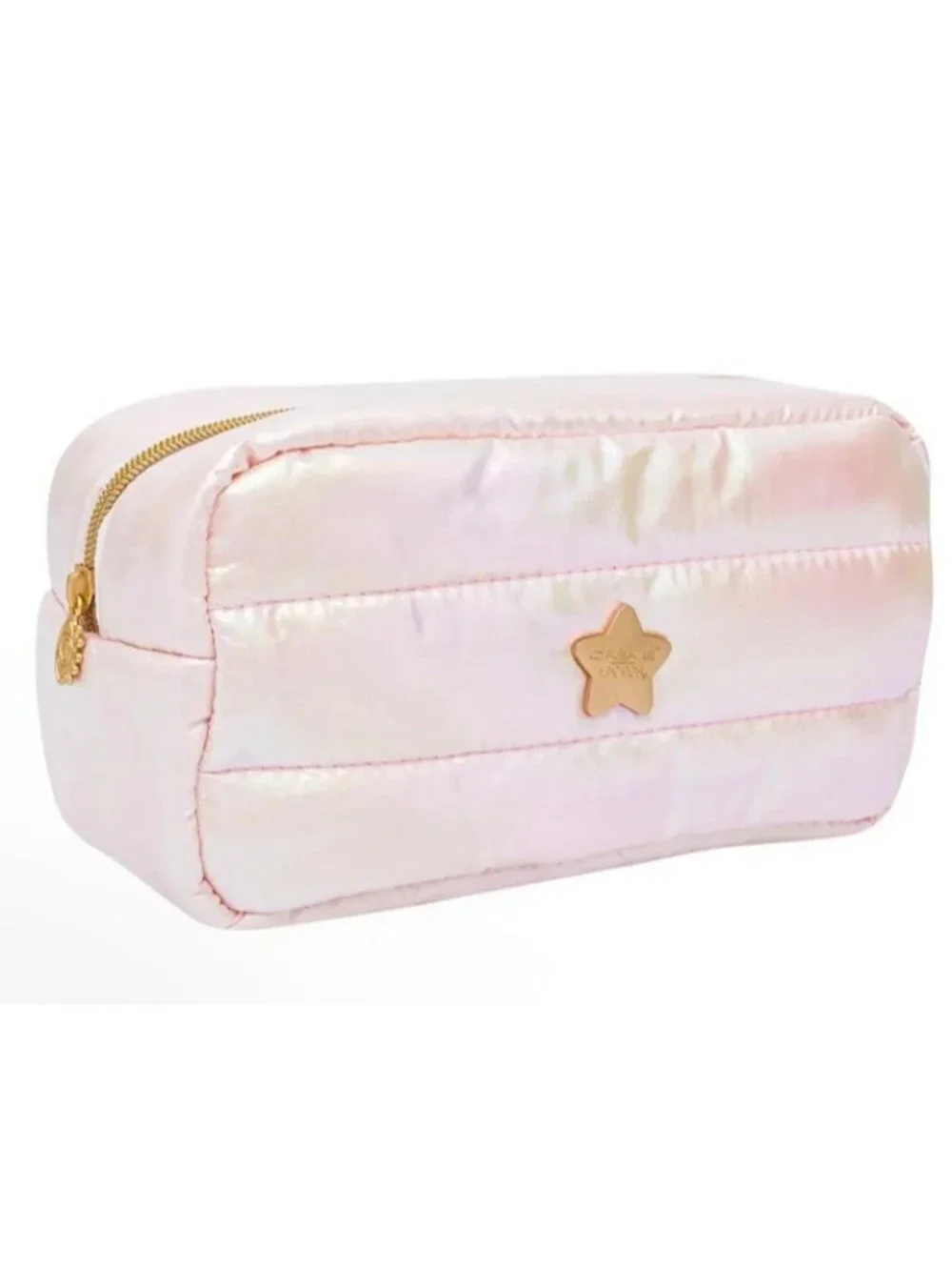 Light Pink Travel Makeup Pouch Cosmetic Case Puffy Quilted Crème Shop NWT
